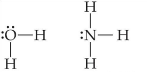 Lewis dot structures of water and ammonia