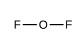 Oxygen difluoride two fluorine atoms, single bonded to a central oxygen atom